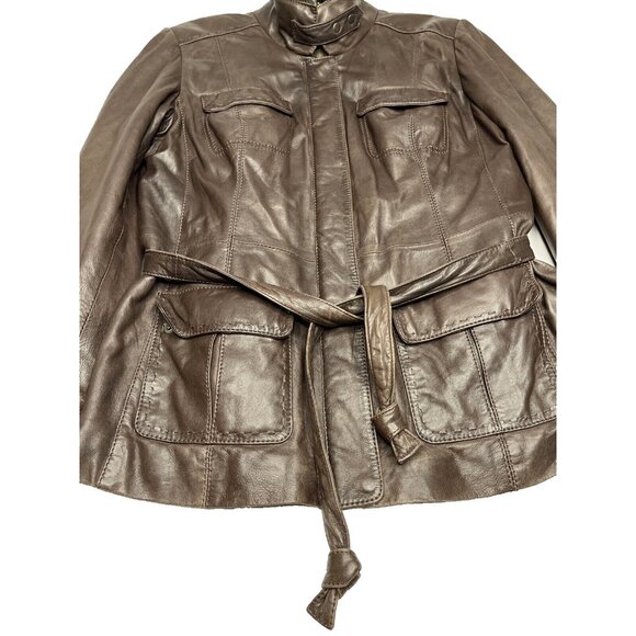 Bella Roma Nappa Lamb Dark Brown Leather Jacket Size 12 (EU Size 46)Vintage 90's - Picture 3 of 16